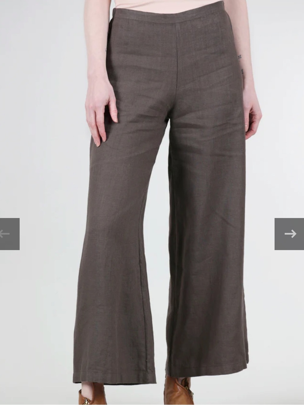 Bryn Walker Sweeping Linen Cropped Flat Front Elastic Pant Mushroom, XL